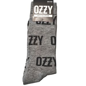 3/$20 Ozzy Osbourne Gray and Black Crew Socks Unisex Casual Novelty